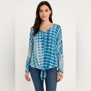 KORI America women’s blouse tie dye drop shoulder v-neck boho Size S